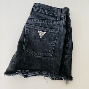 VINTAGE GUESS Revolve Washed Black Distress CutOffs Denim Jean Short Shorts 26